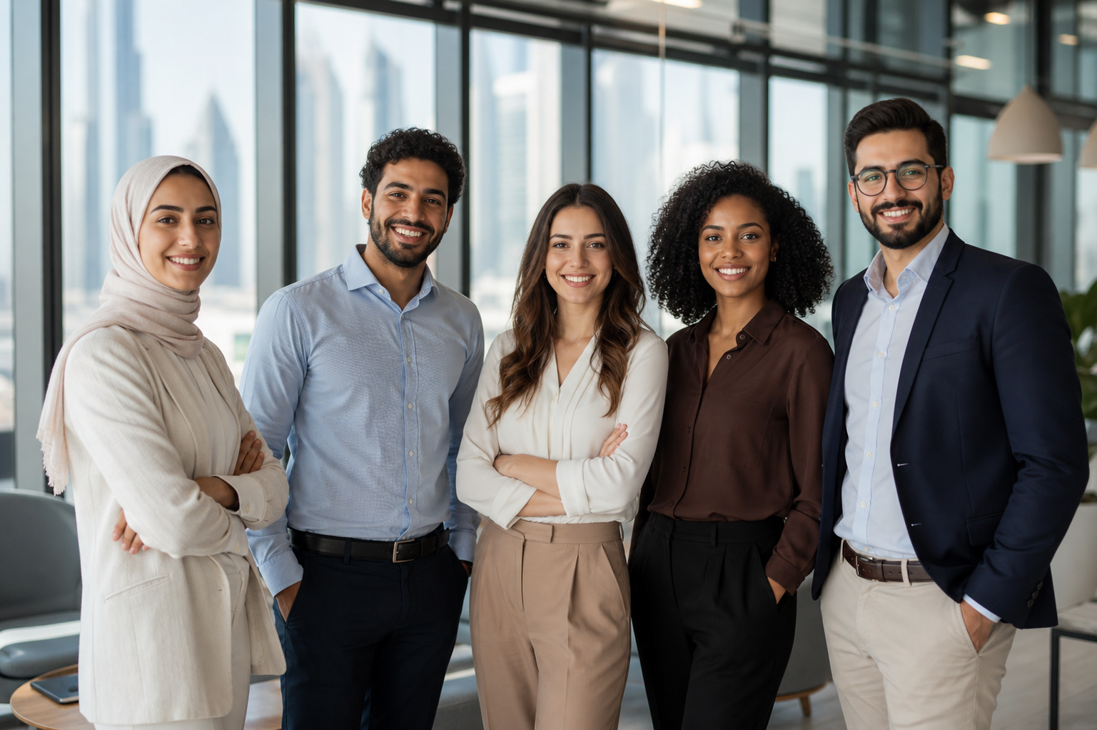 Young Professionals Team in Modern Dubai Office